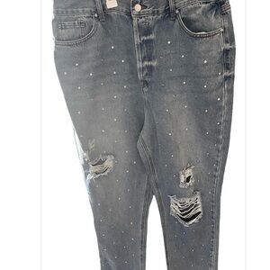 Women's simple society Distressed Studded Jeans
